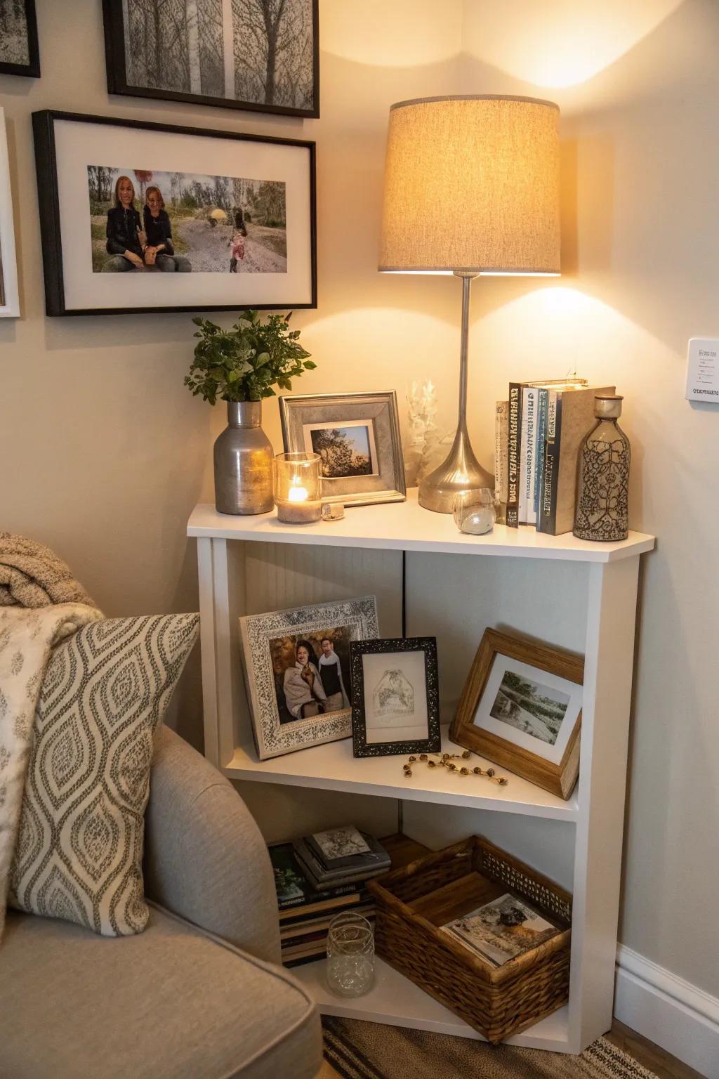 Personalize your space with cherished keepsakes in your calming corner.