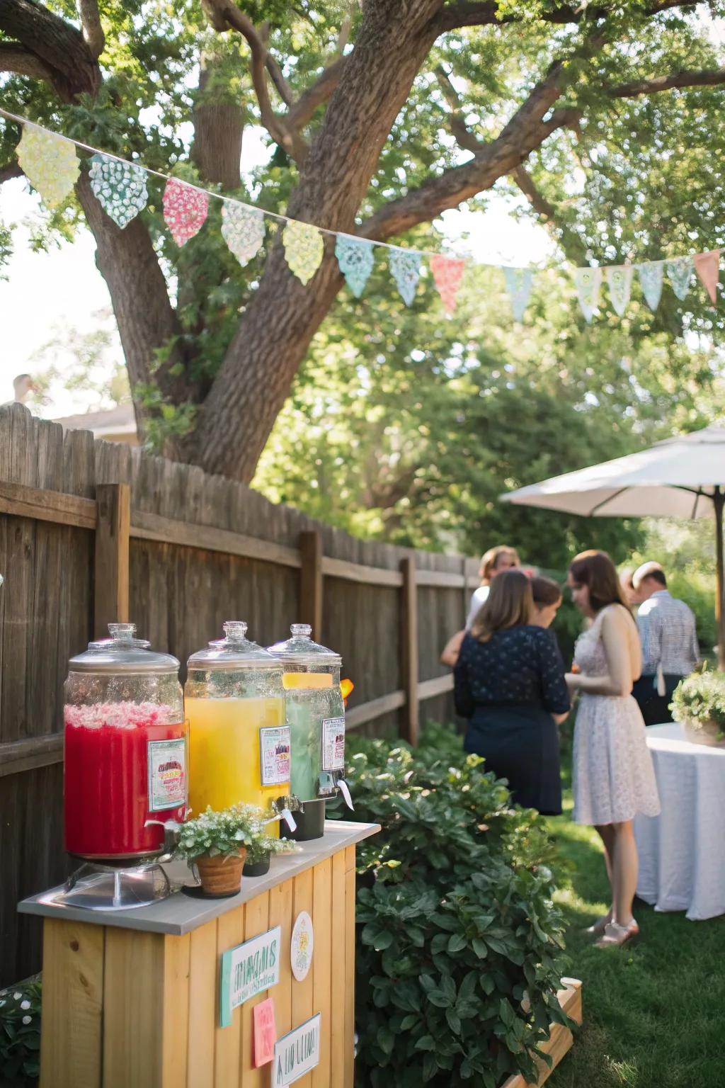 A serve-yourself drink station welcomes visitors to refresh and mingle.