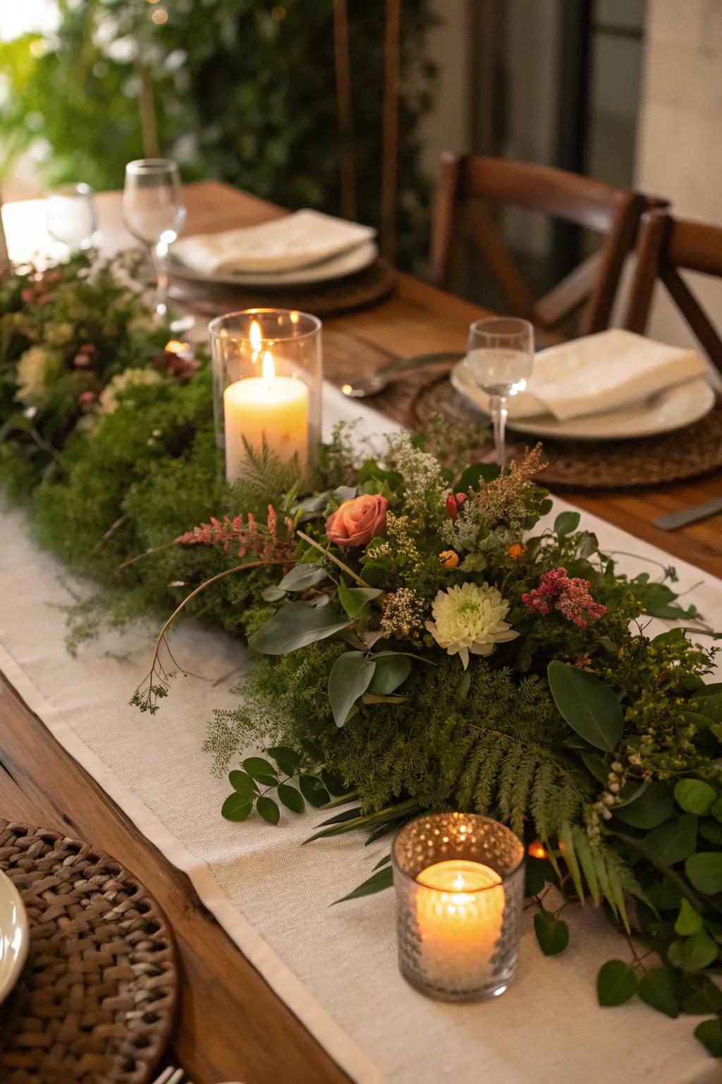 Spirited and genuine with greenery as a centerpiece foundation.