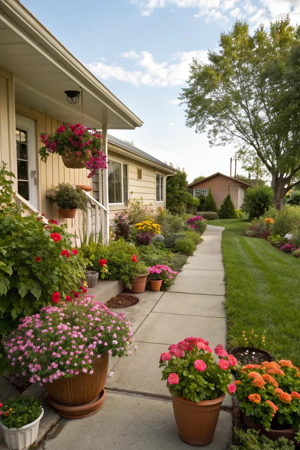 Potted plants offer versatility and immediate charm.