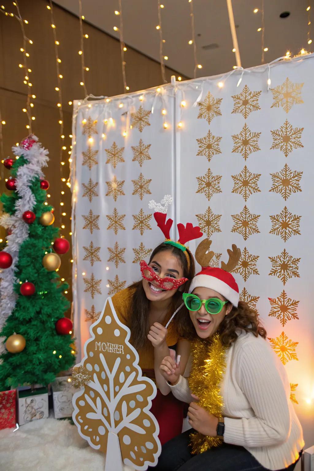 A celebratory picture corner primed to capture holiday smiles and amusement.
