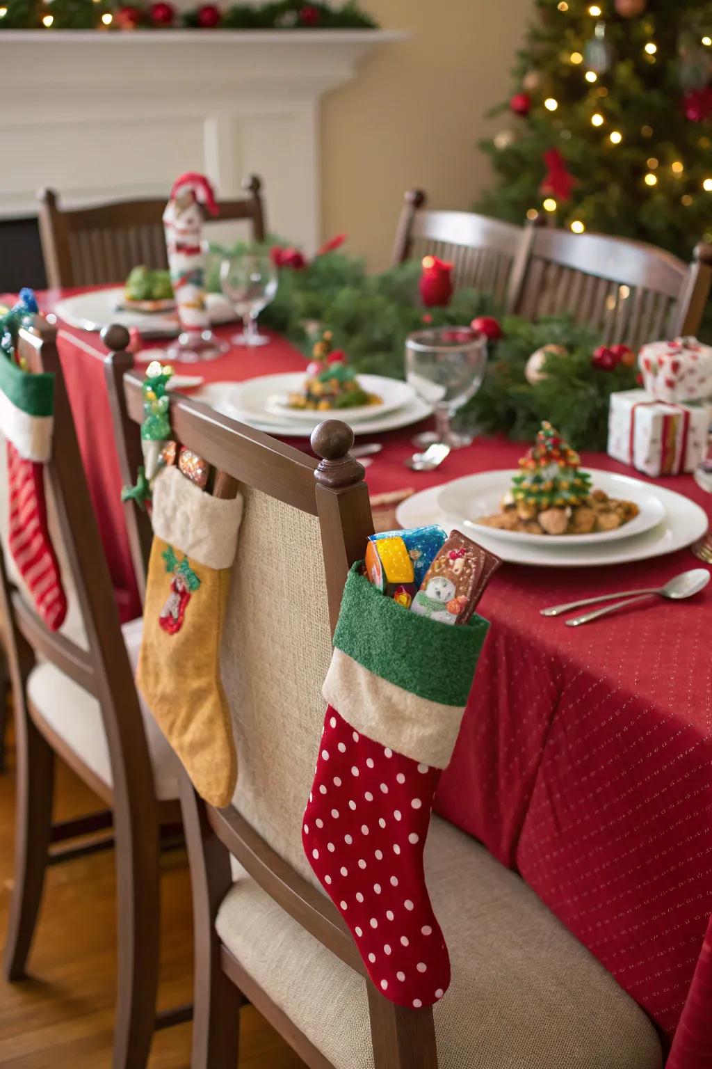 Miniature stockings brimming with surprises enchant guests of every age.