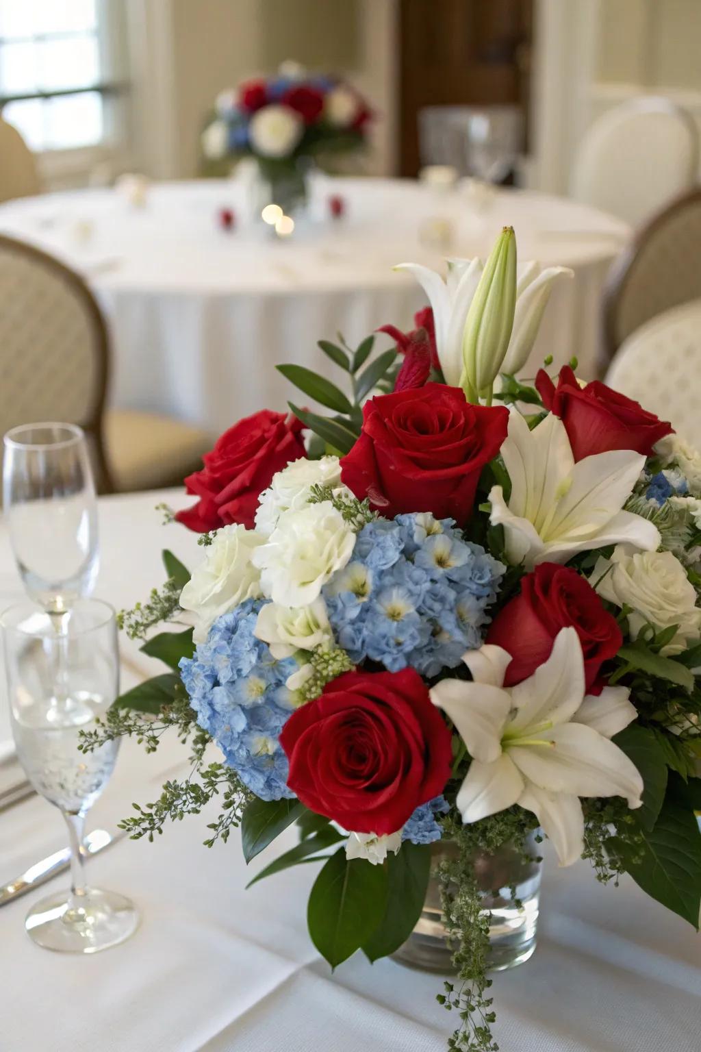 Elegant floral decorations enhance the celebratory mood.