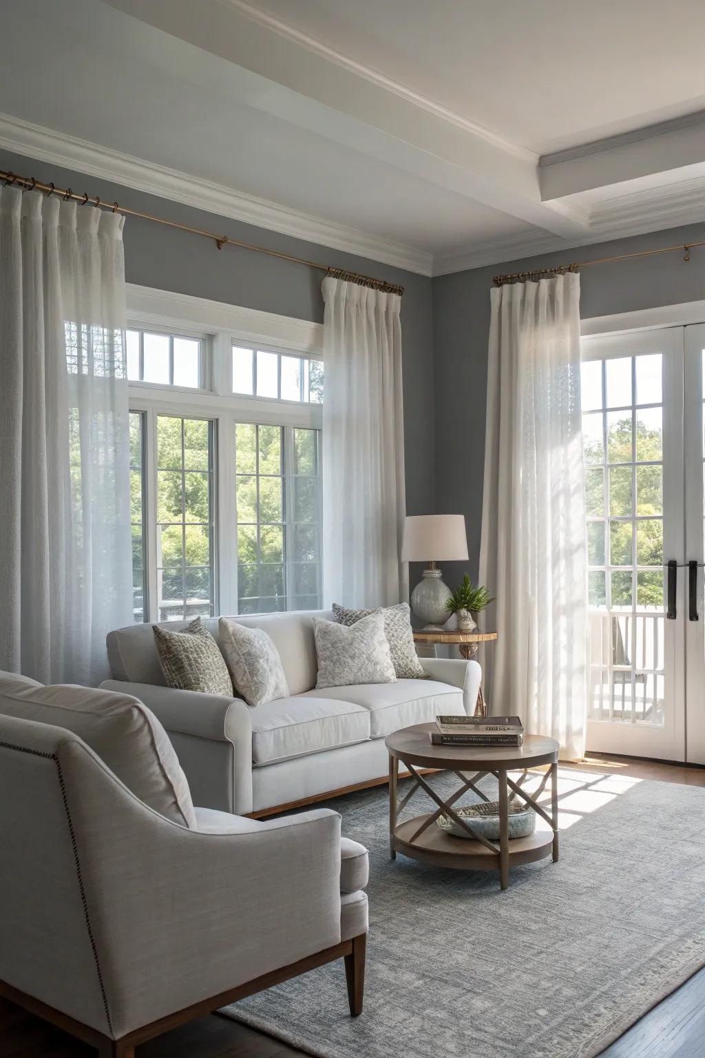 Seaside gray provides a sophisticated yet refreshing look.