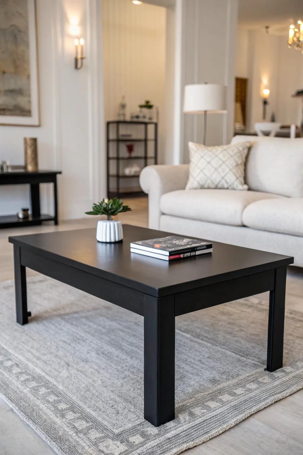 Black tables bring a touch of streamlined style to modern interiors.