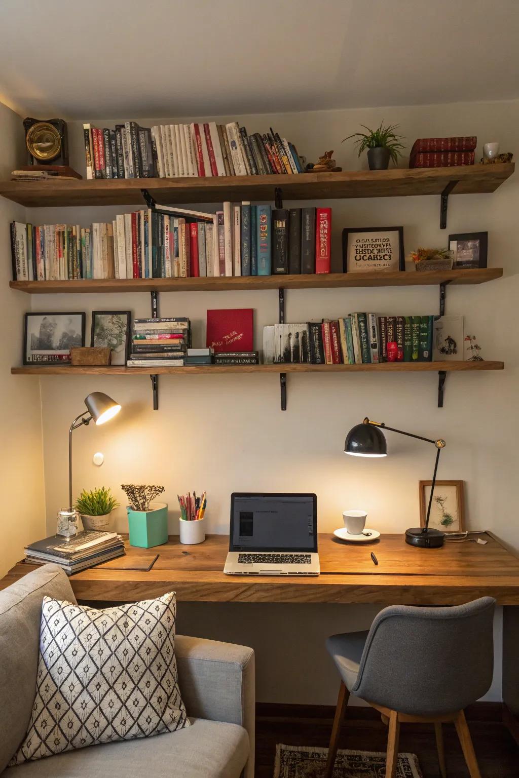 Vertical storage keeps your work area organized and efficient.
