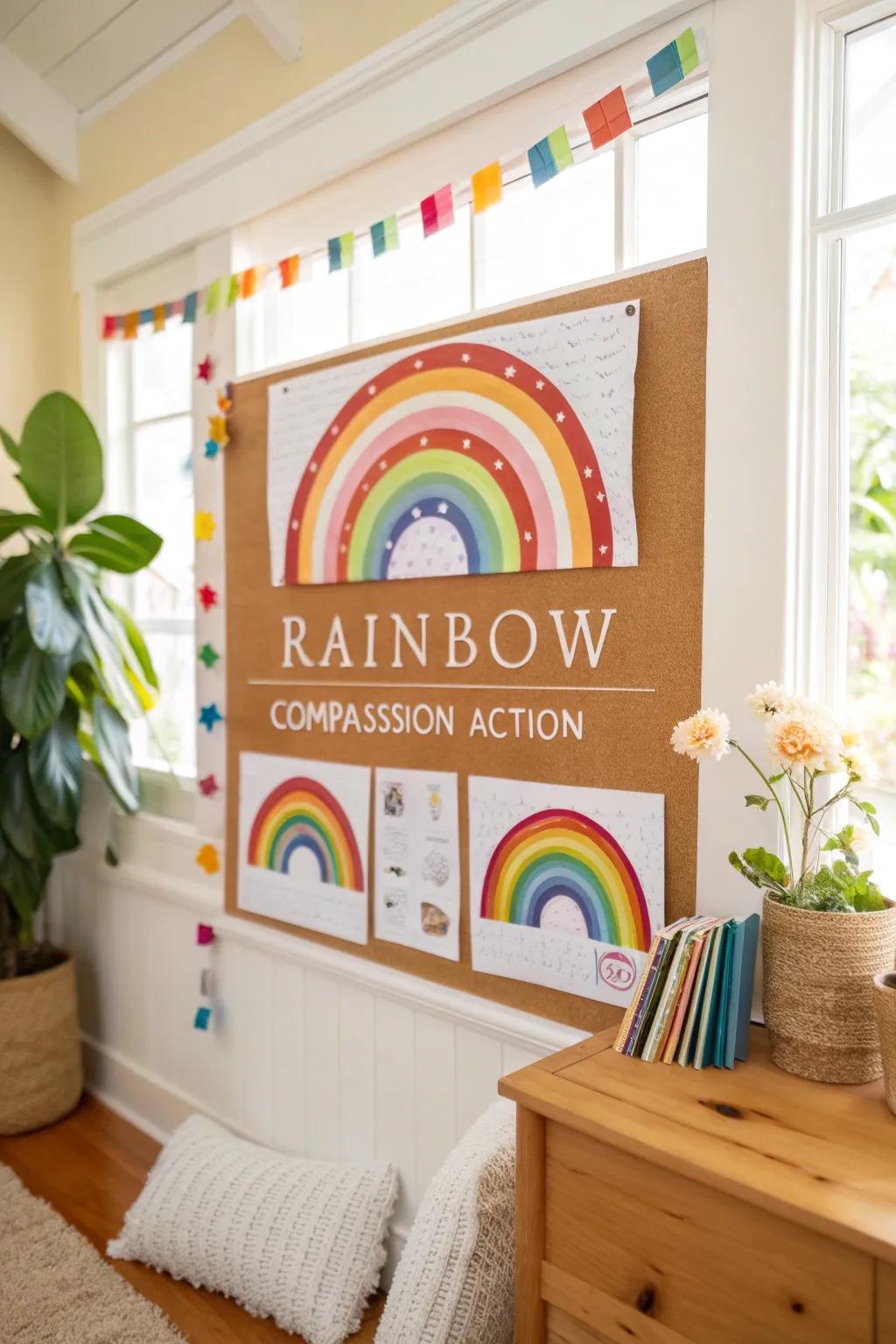 An empathy rainbow showing various compassionate actions.