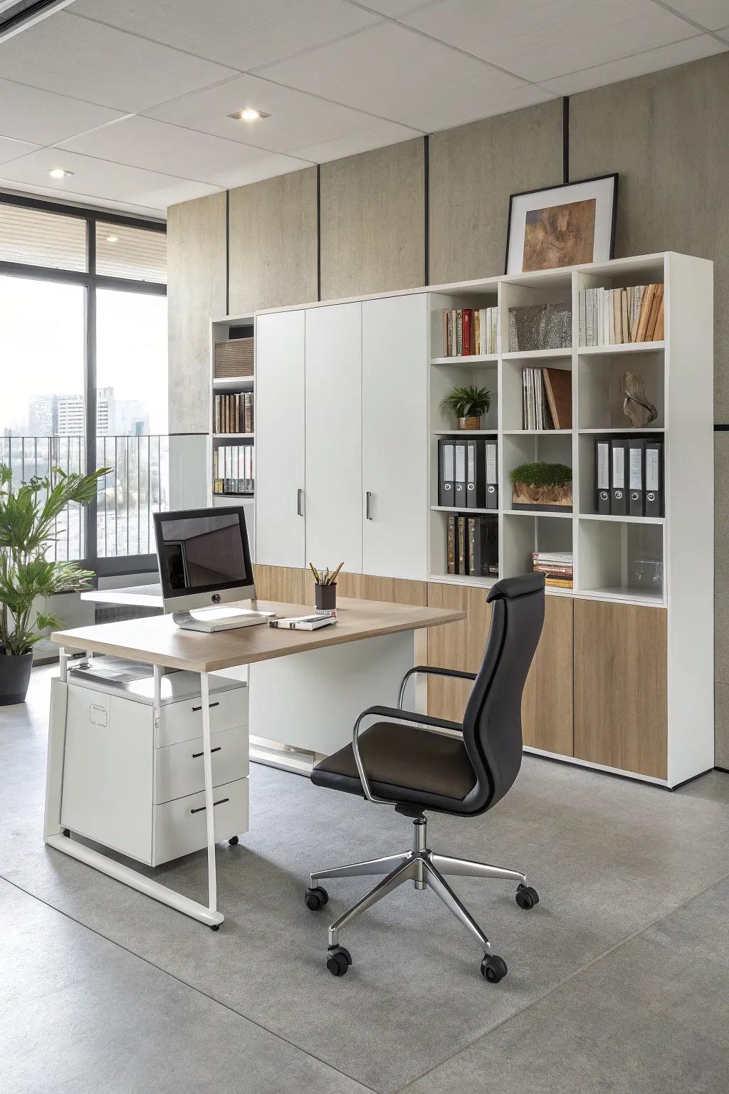 Streamlined and modern furniture enhancing the professional look of an office.