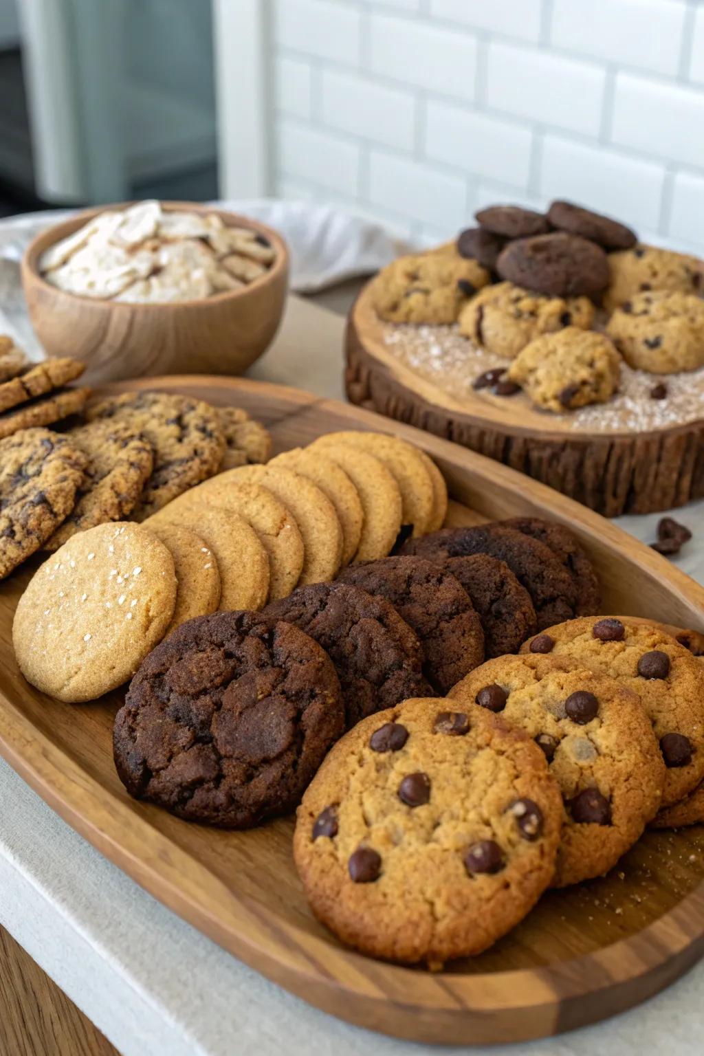 A mix of textures adds depth to your cookie presentation.