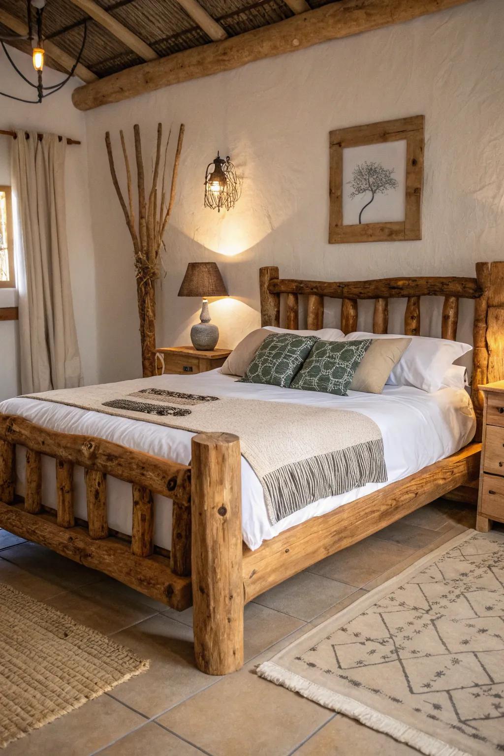 Country styled bed gives an earthy appeal to your sleeping quarters.