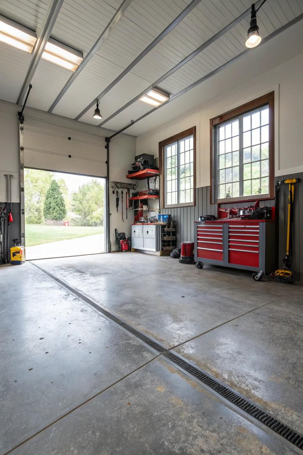 Resilient flooring guarantees your garage withstands considerable use.