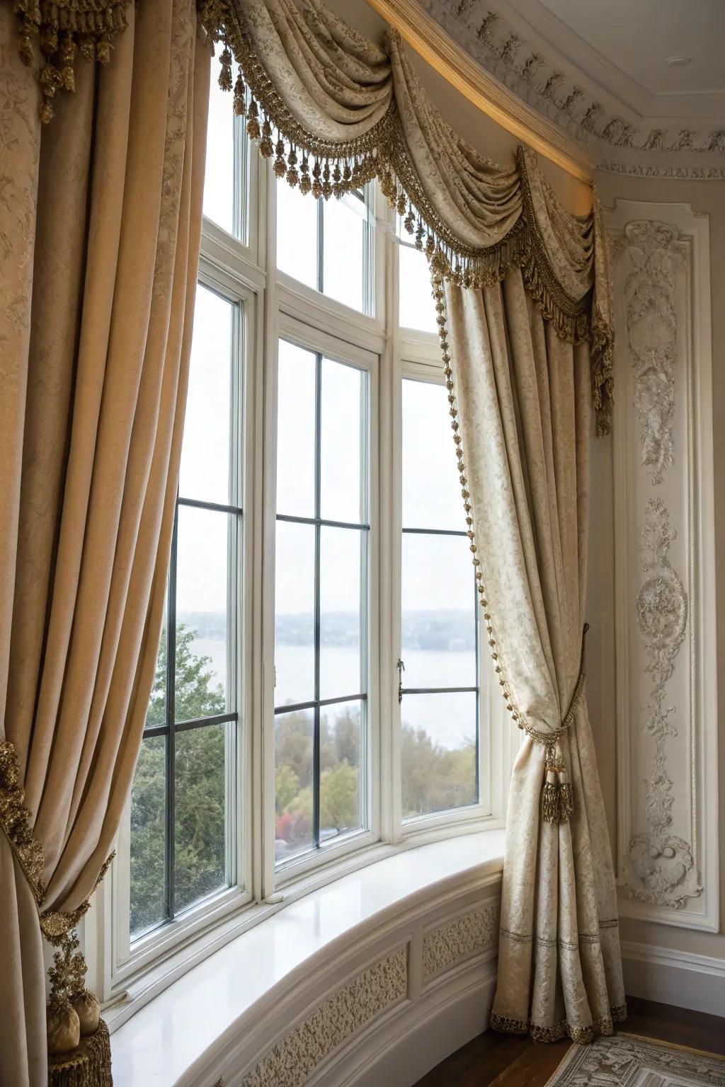Striking curtain rods enhancing architectural interest.