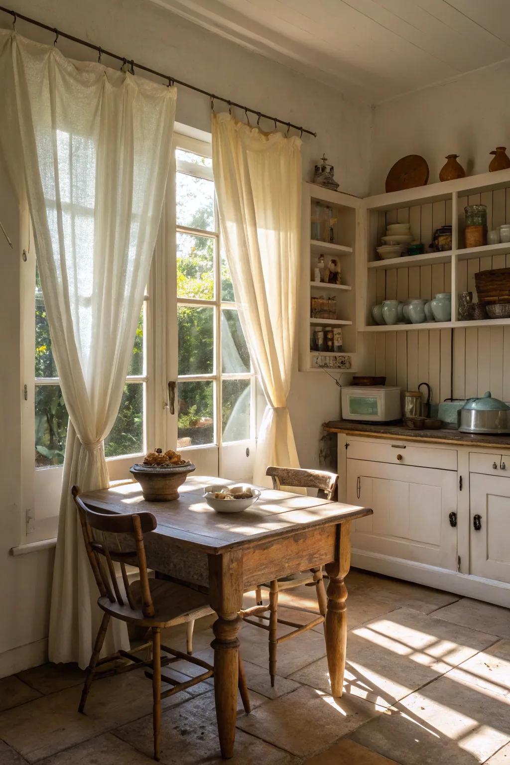Airy materials ensure that cottage spaces remain cheerful and inviting.