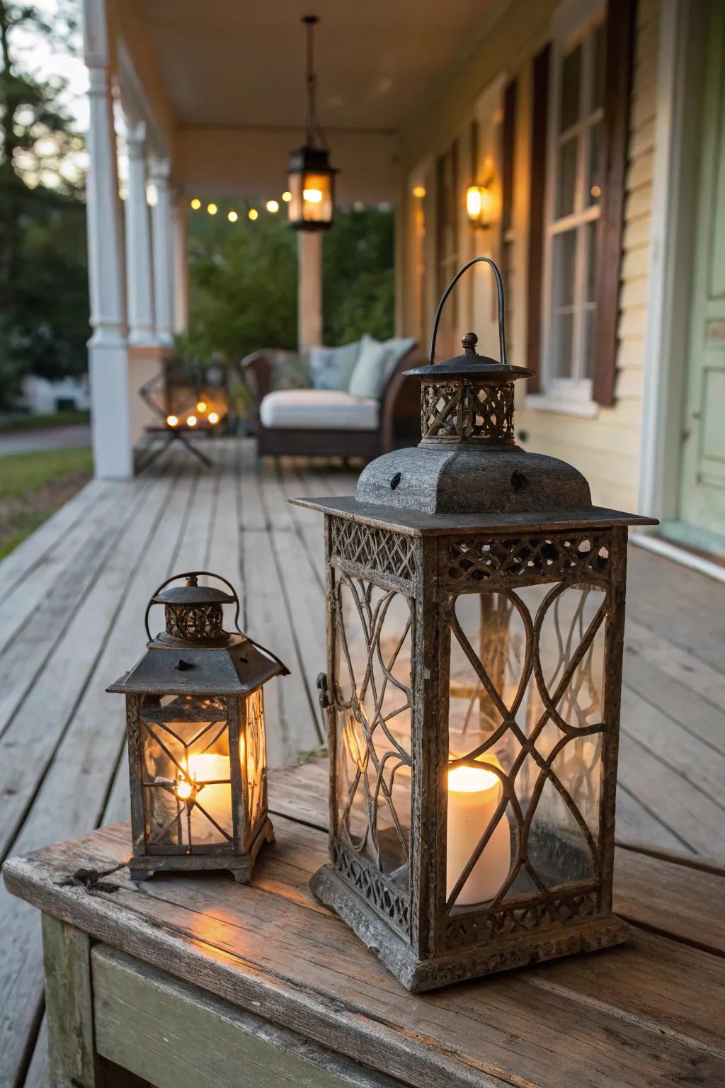 Lamps create a warm and inviting atmosphere on your porch.
