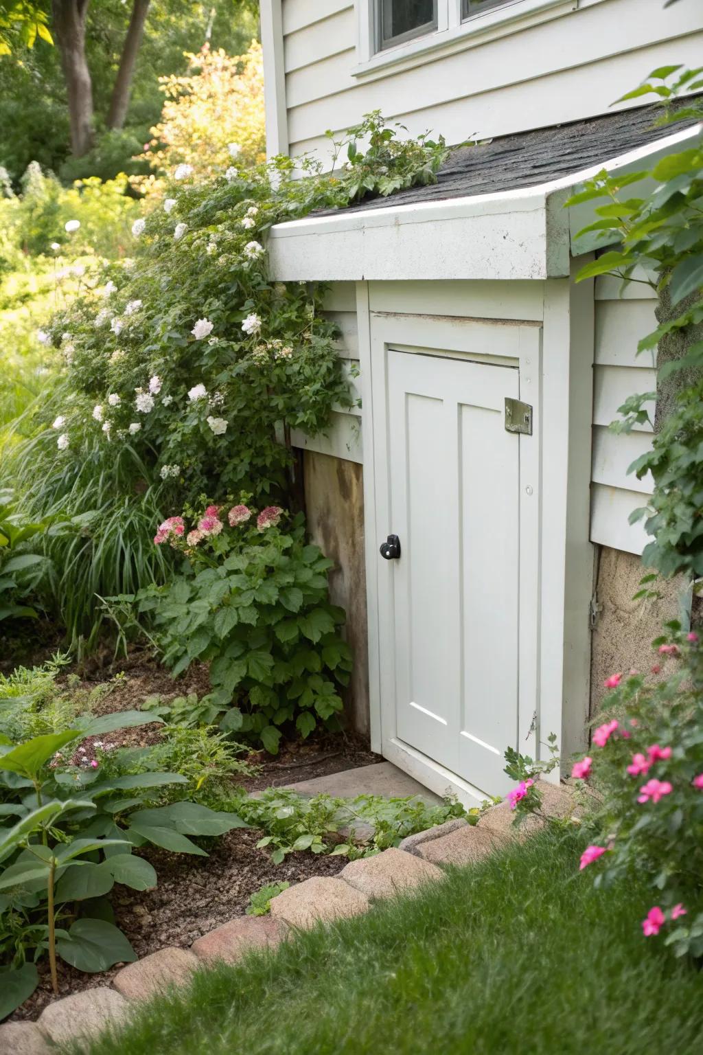 Polyvinyl chloride entrances deliver robust protection and blend flawlessly with garden environments.