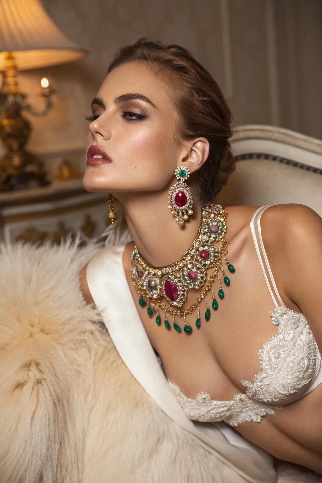 Standout jewelry bestows a hint of charm to the boudoir.