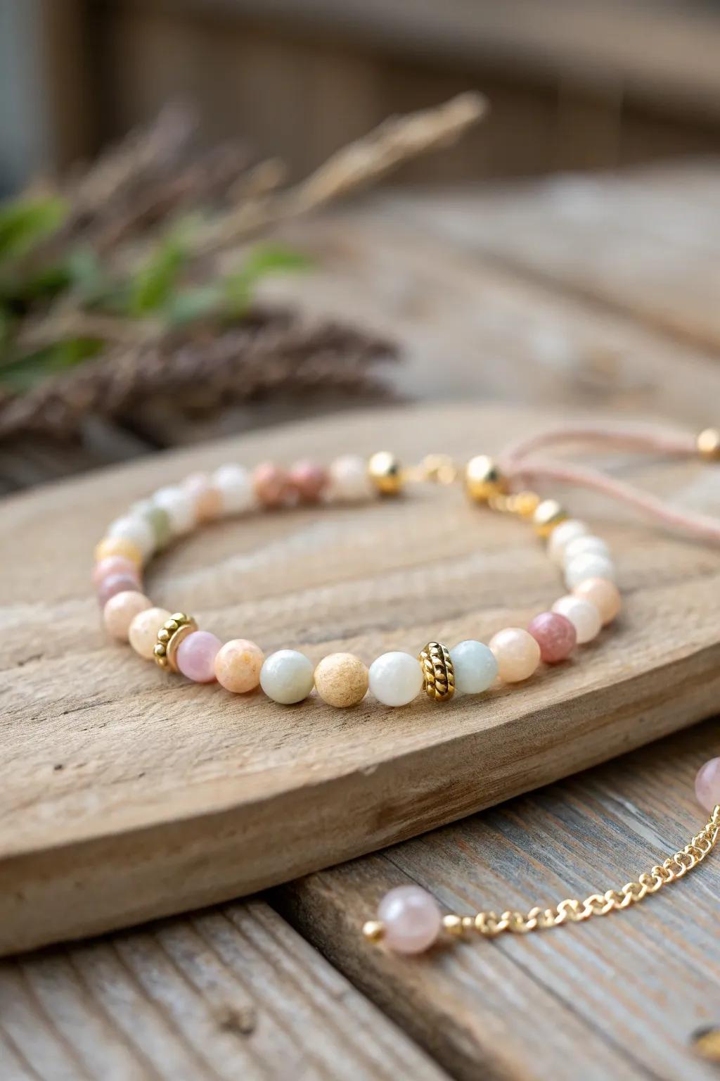 Delight in the craftsmanship of layering with this charming bead bracelet, a superb balance of simplicity and sophistication.