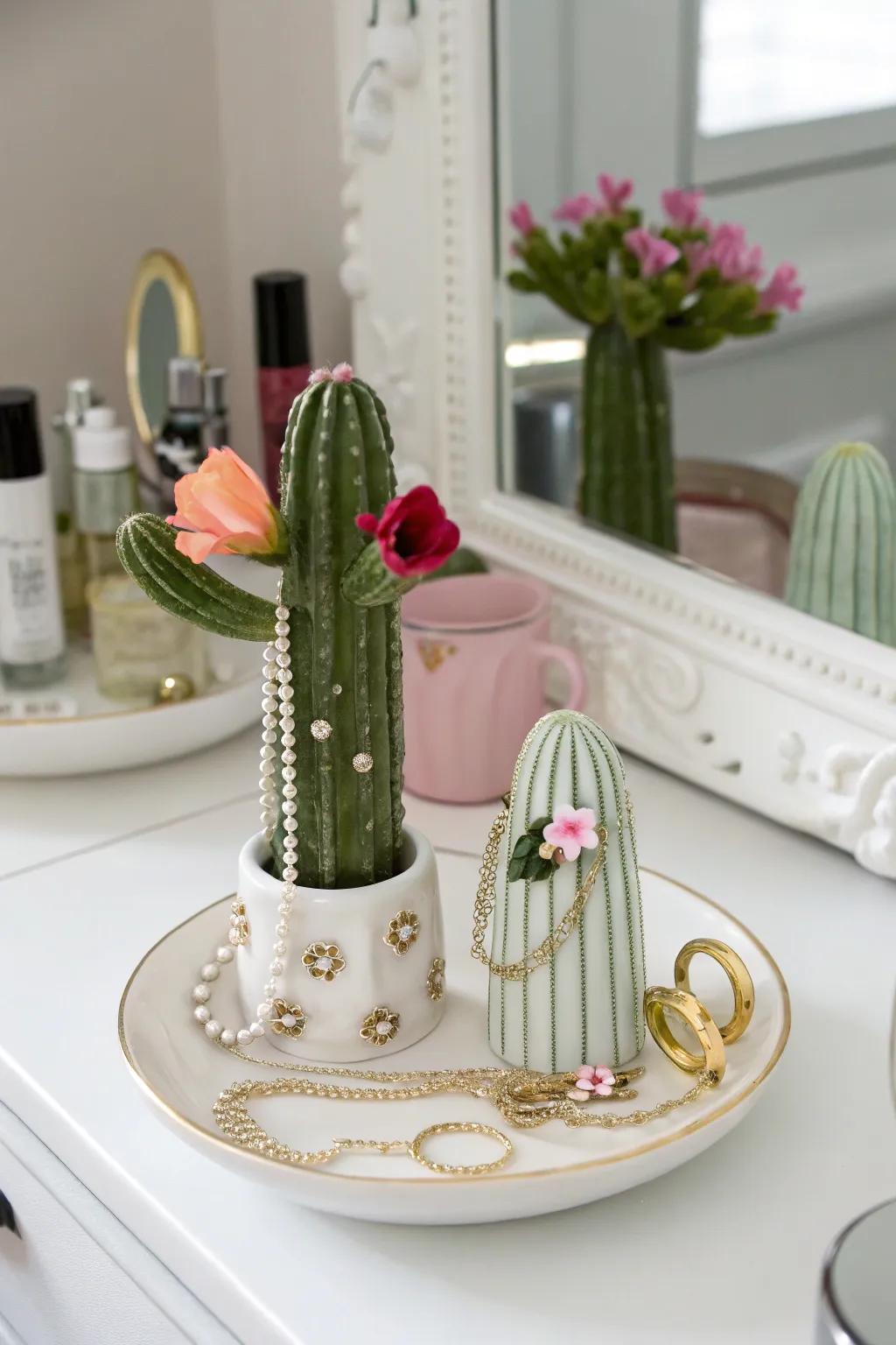 Distinctive stands maintain the stylish organization of your jewelry.