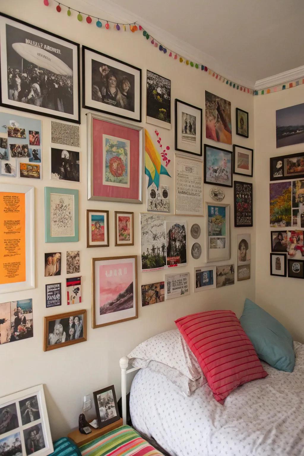 A personalized teen room showcasing decorative wall accents.