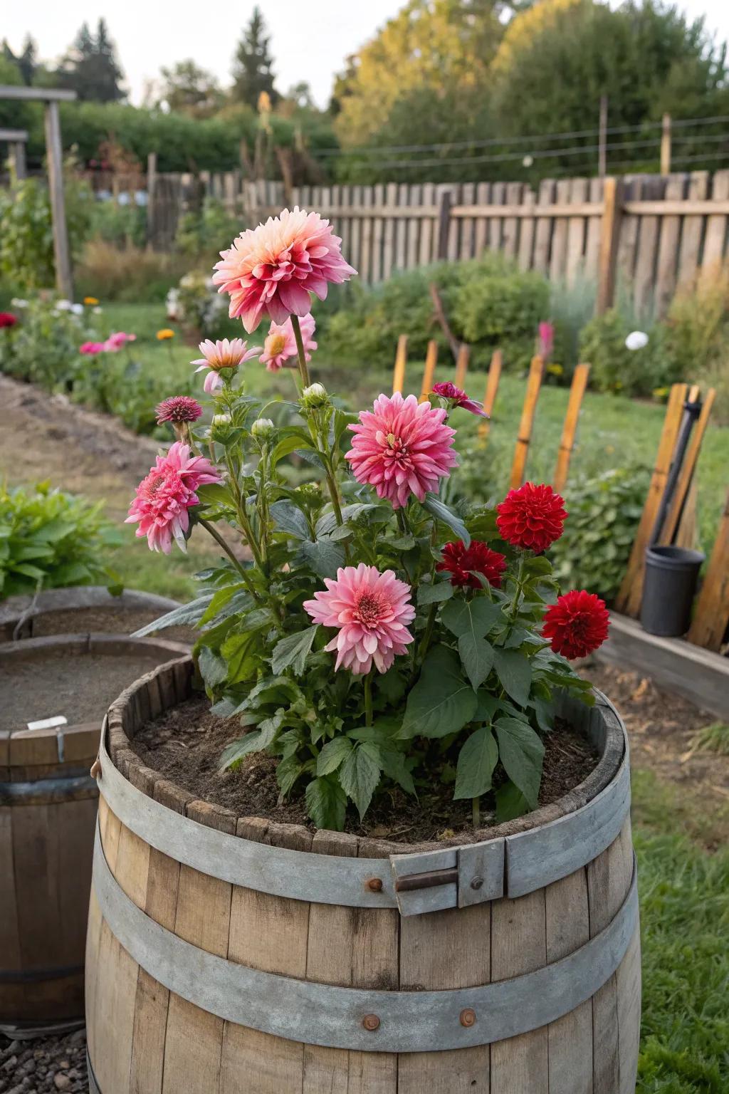 Pastoral elegance featuring sunburst blossoms in a timber vessel.