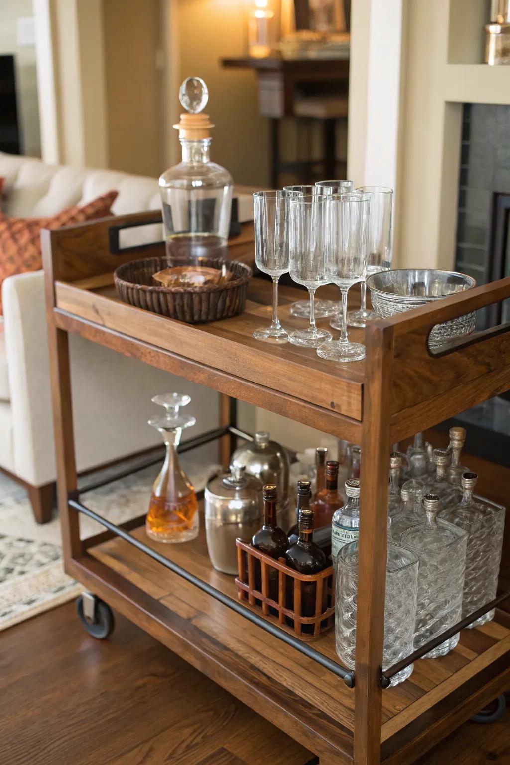 A chic home bar featuring refined elegant vessels.