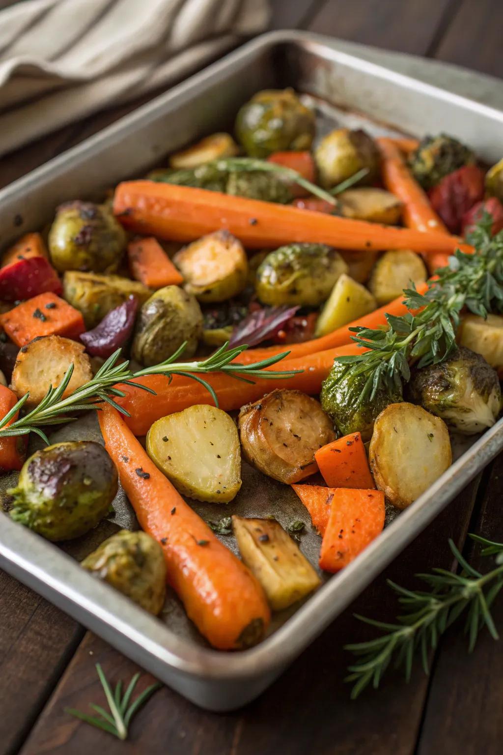 A seasoned roasted harvest that introduces both color and taste to your holiday table.