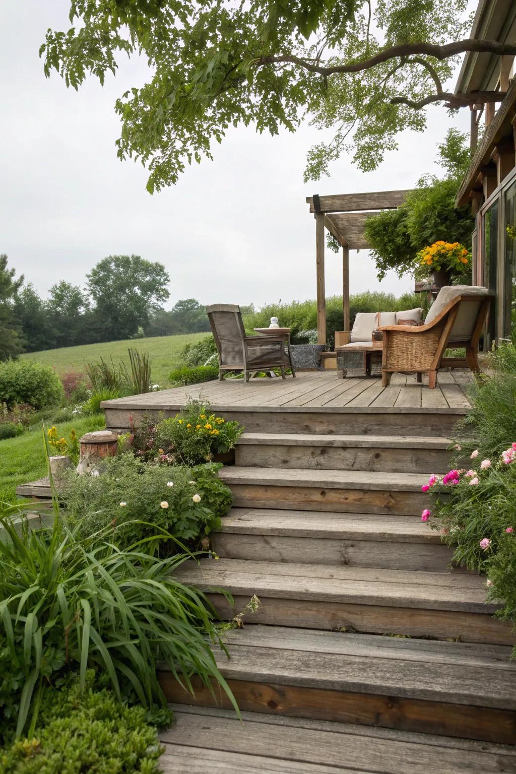 Make an entrance with wide, welcoming deck steps.