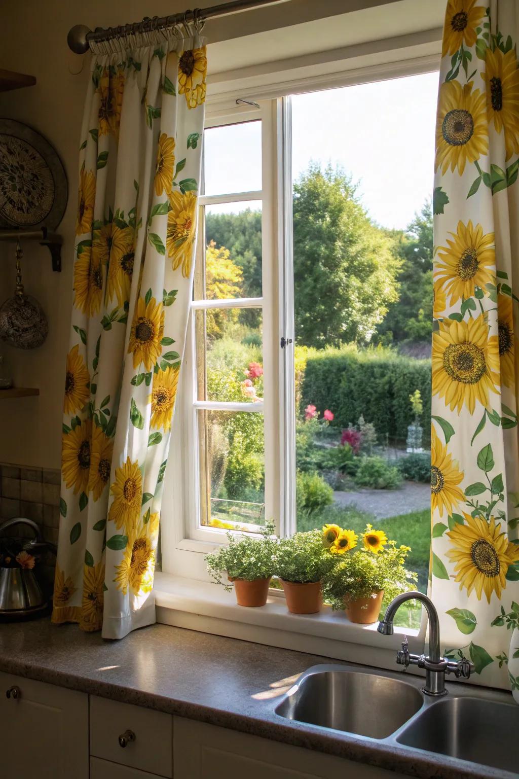 Sunflower curtains hold the ability to brighten any space, adding a cheerful element to your decorations.