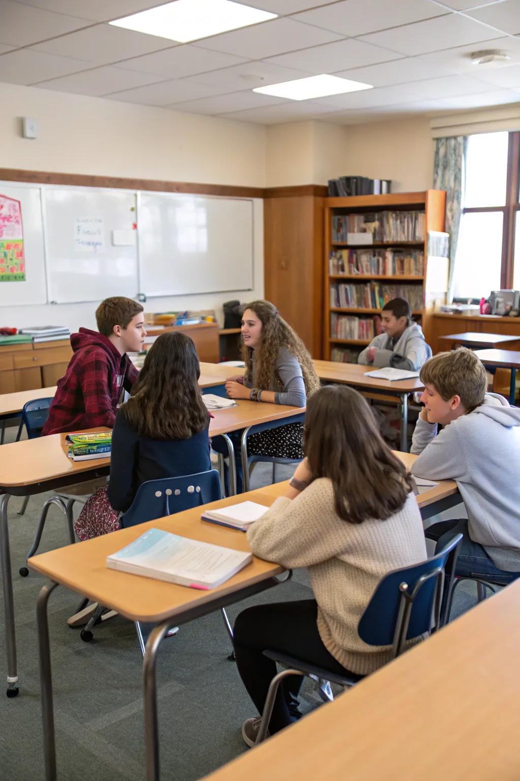 U-shaped desk arrangements help create inclusive and engaging classroom talks.