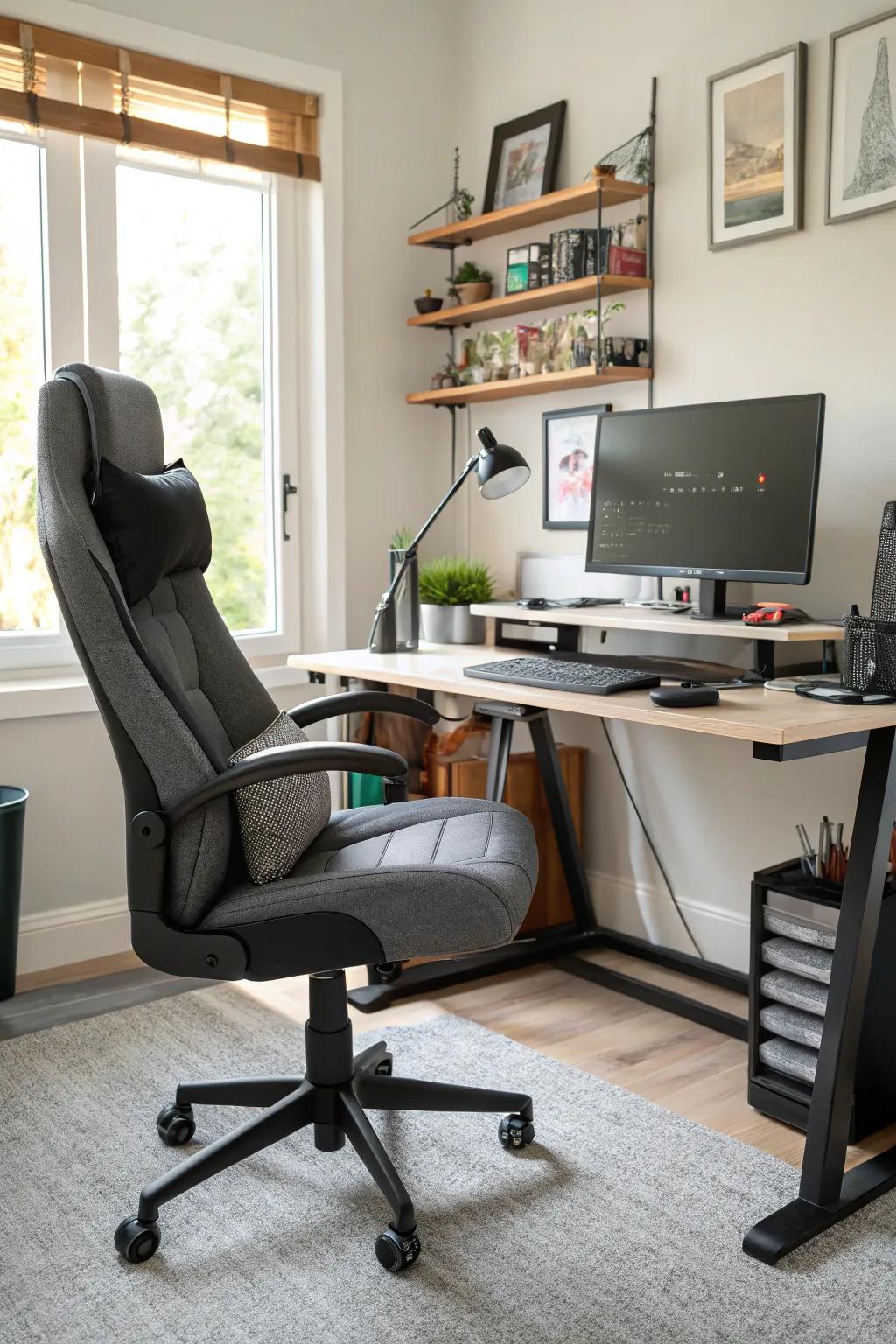 Ergonomic furniture promises comfort and efficiency.