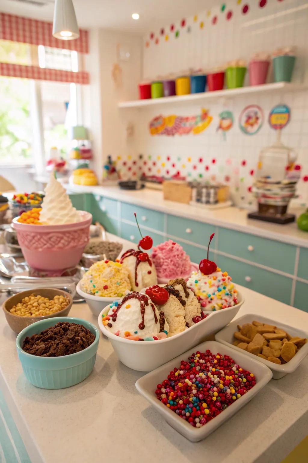 An engaging ice cream station for a sweet treat.