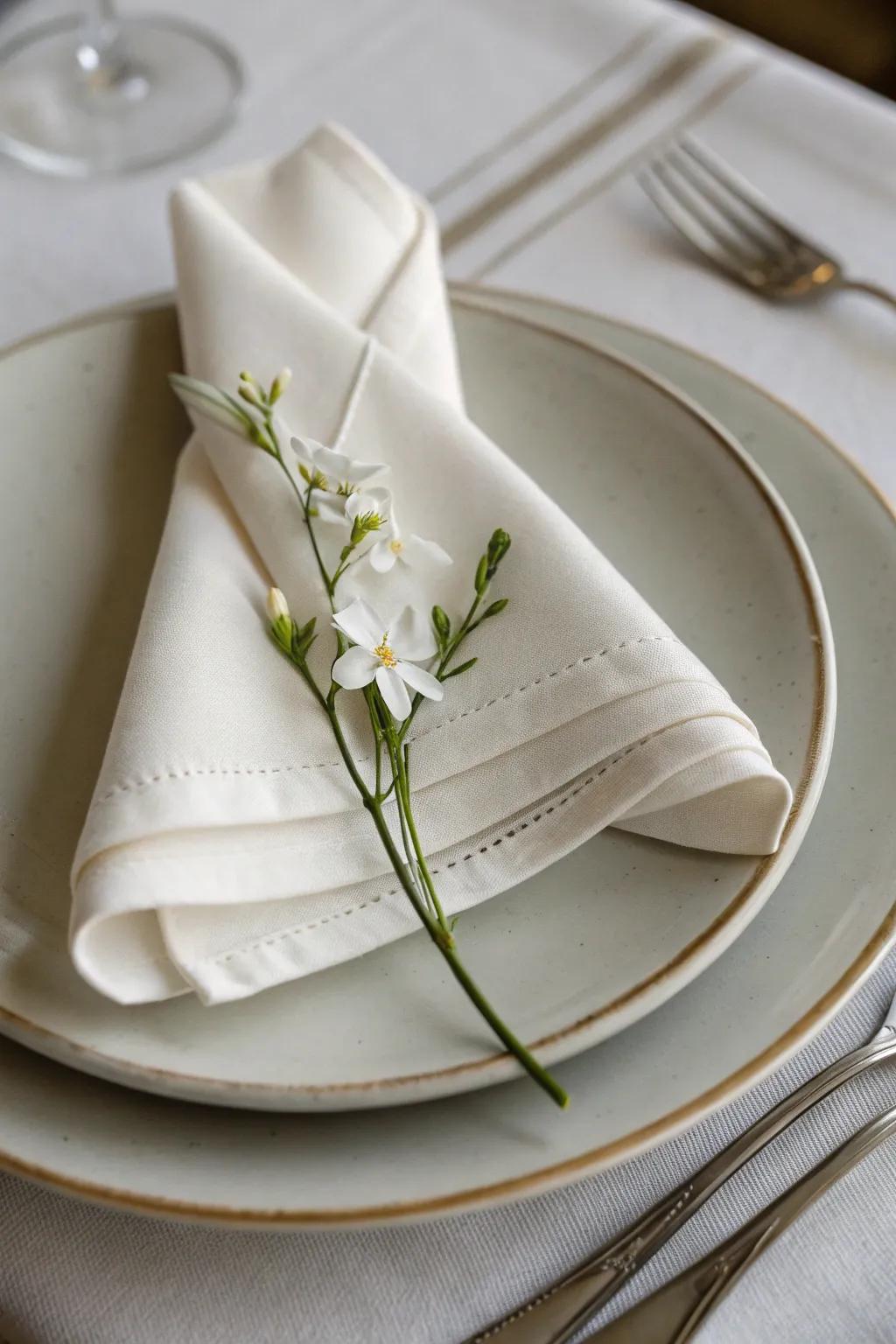 Innovative cloth pleats give your table an artistic flair.