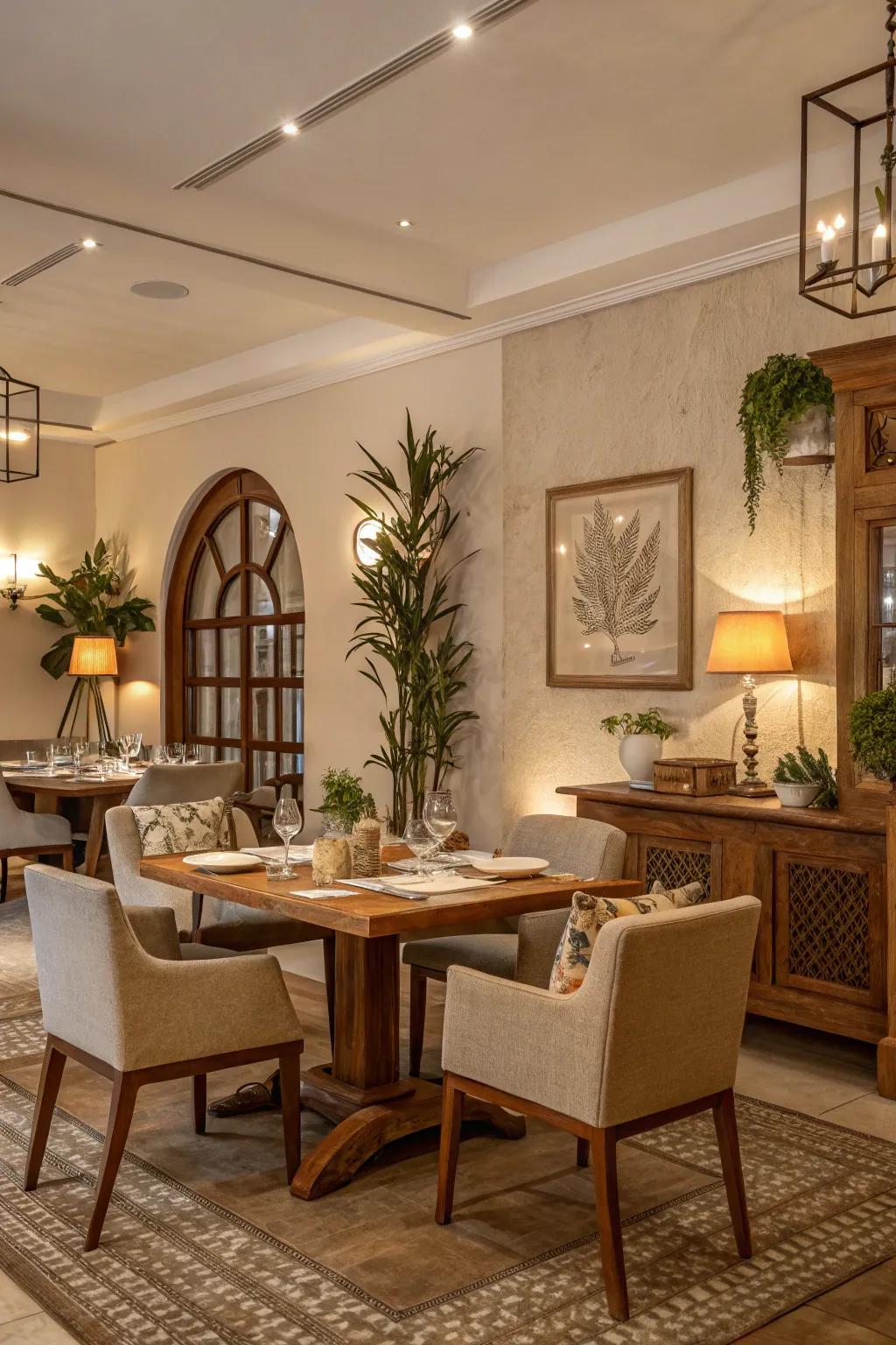 Achieve a classic look using neutral and earthy colors.