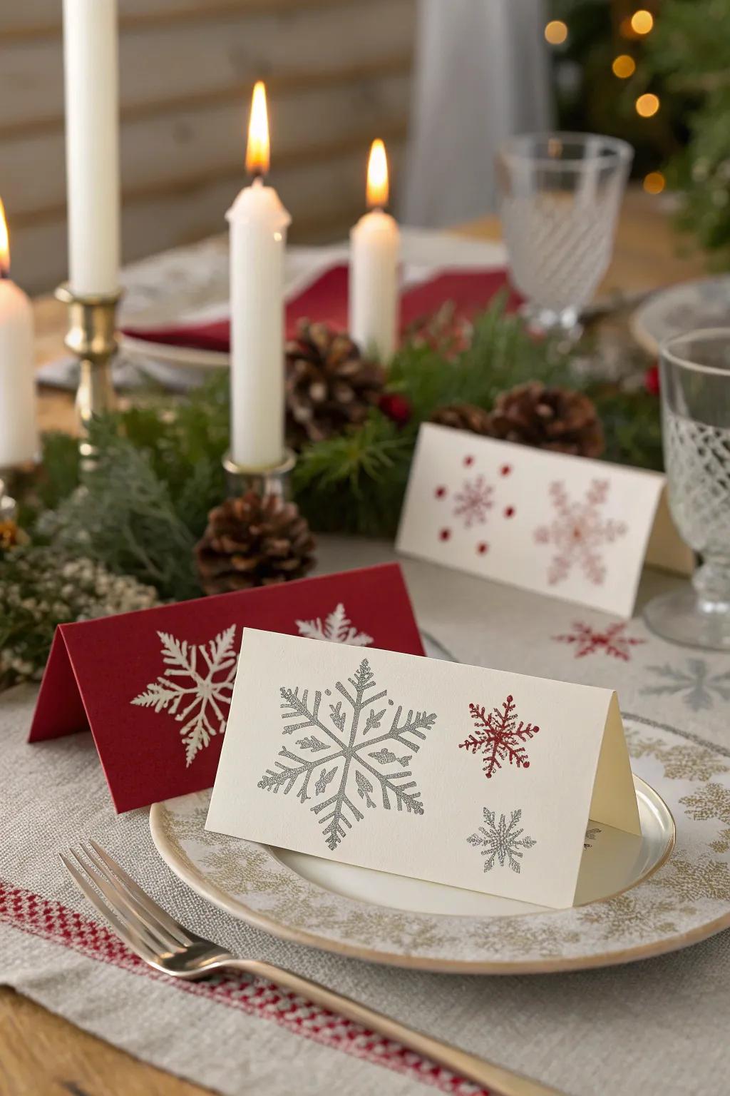 Add a holiday touch with festive place cards.