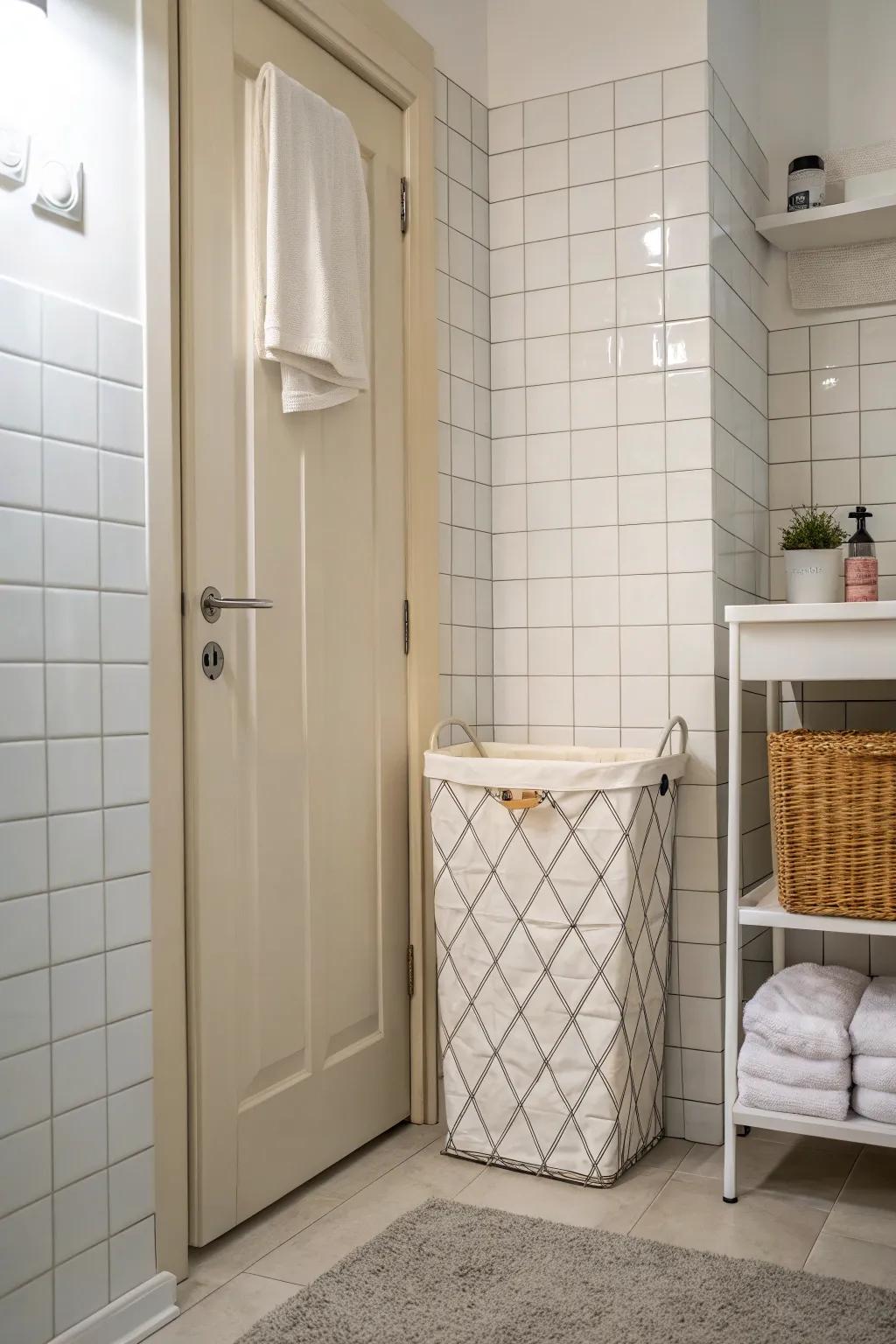 With an over-the-door hamper that blends in perfectly, you may maximize your space.