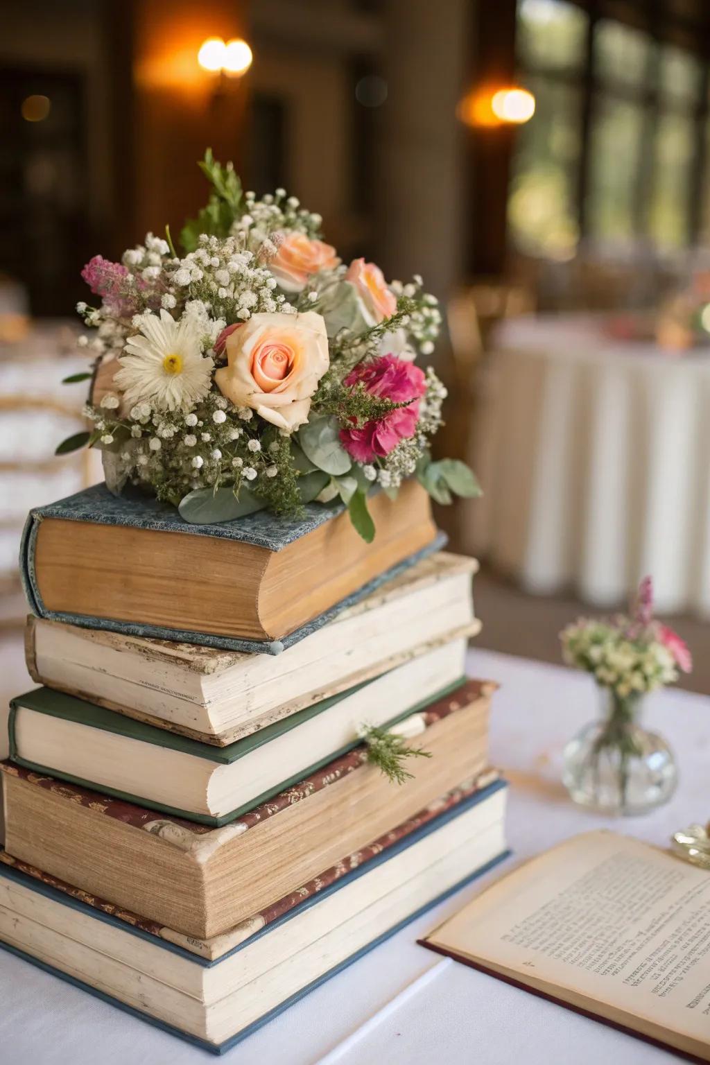 Incorporate literary appeal with time-honored book collections.