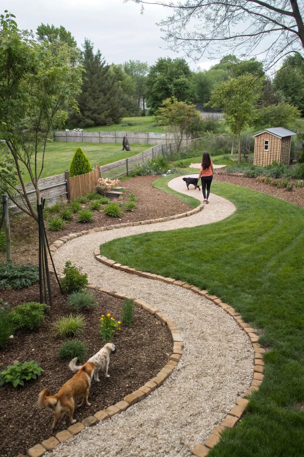 Nature-inspired paths keep your yard organized and enjoyable for dogs.