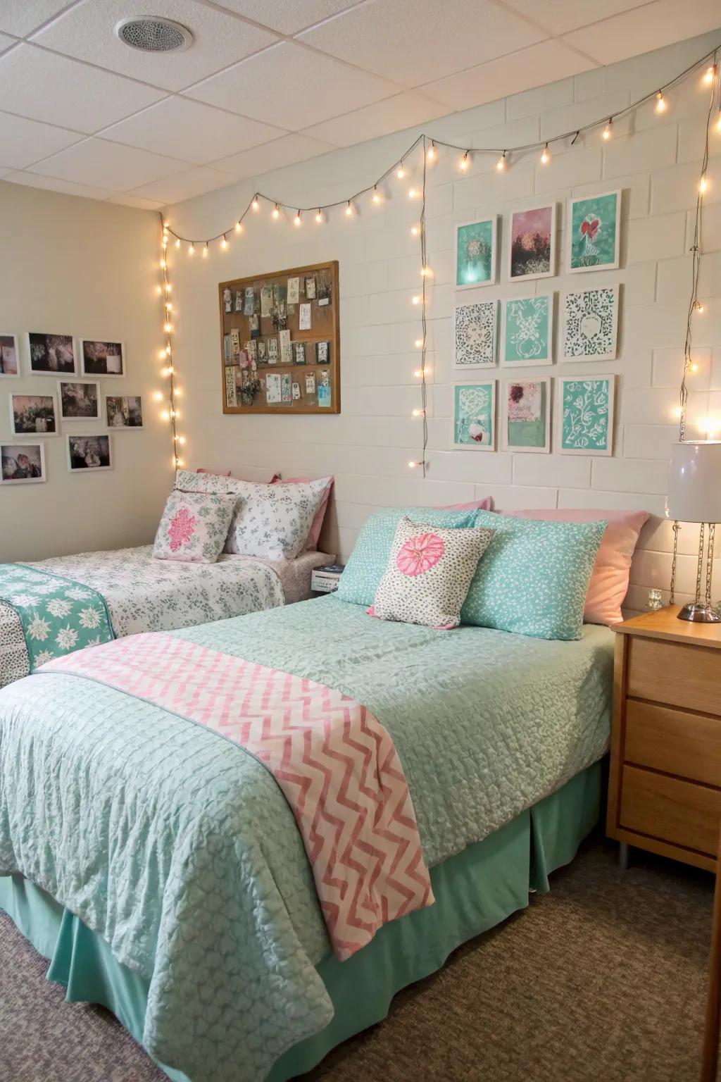 Using coordinated colors, create a tranquil atmosphere.