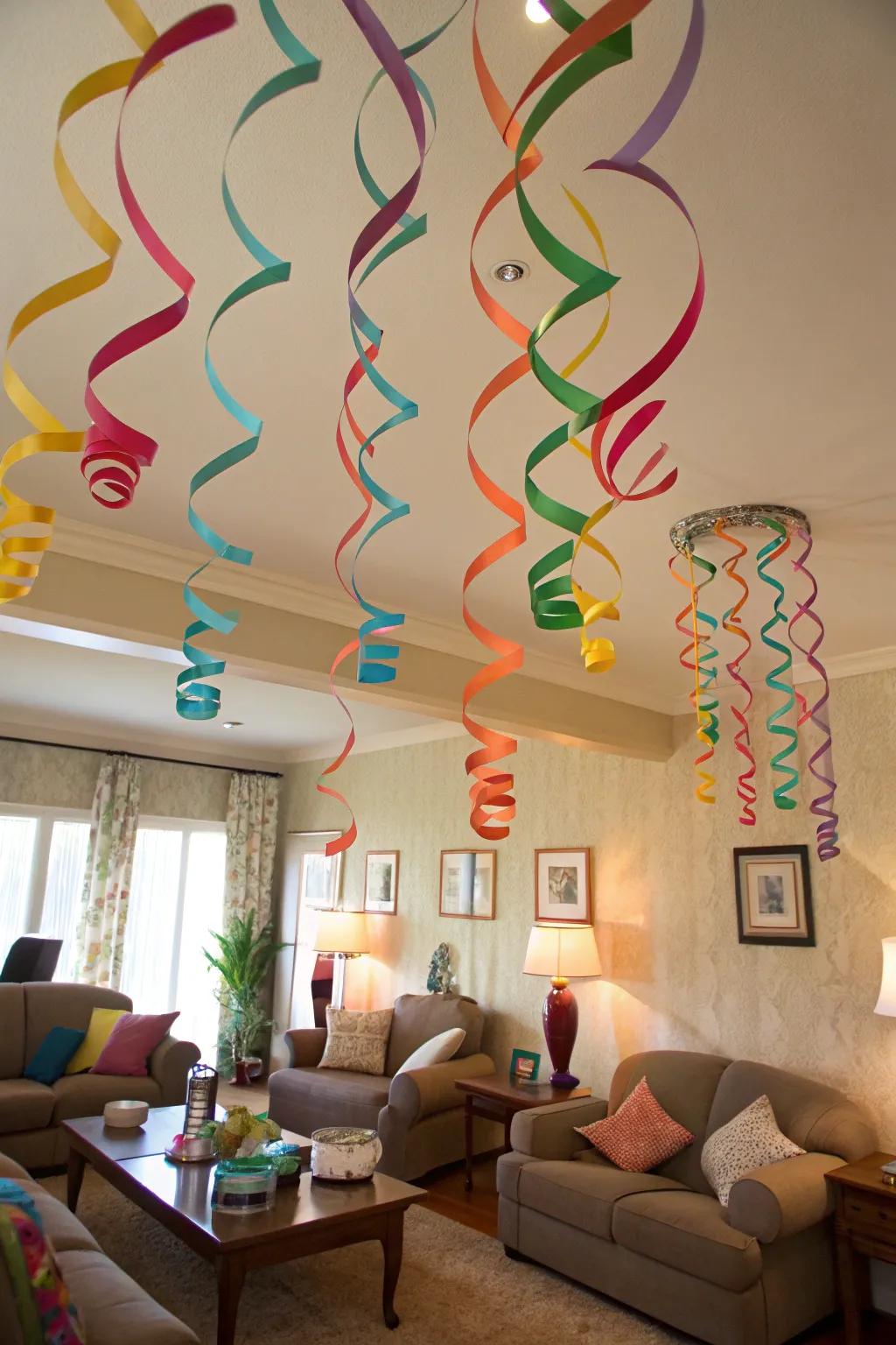 Attract attention using fascinating overhead decor.