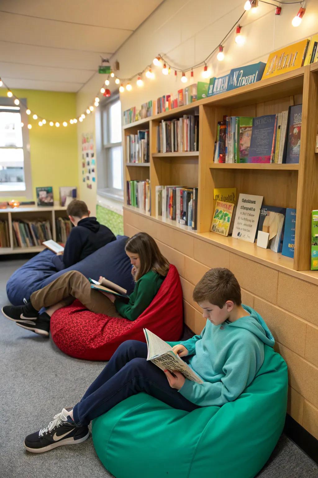 A comfortable reading space encouraging students to read