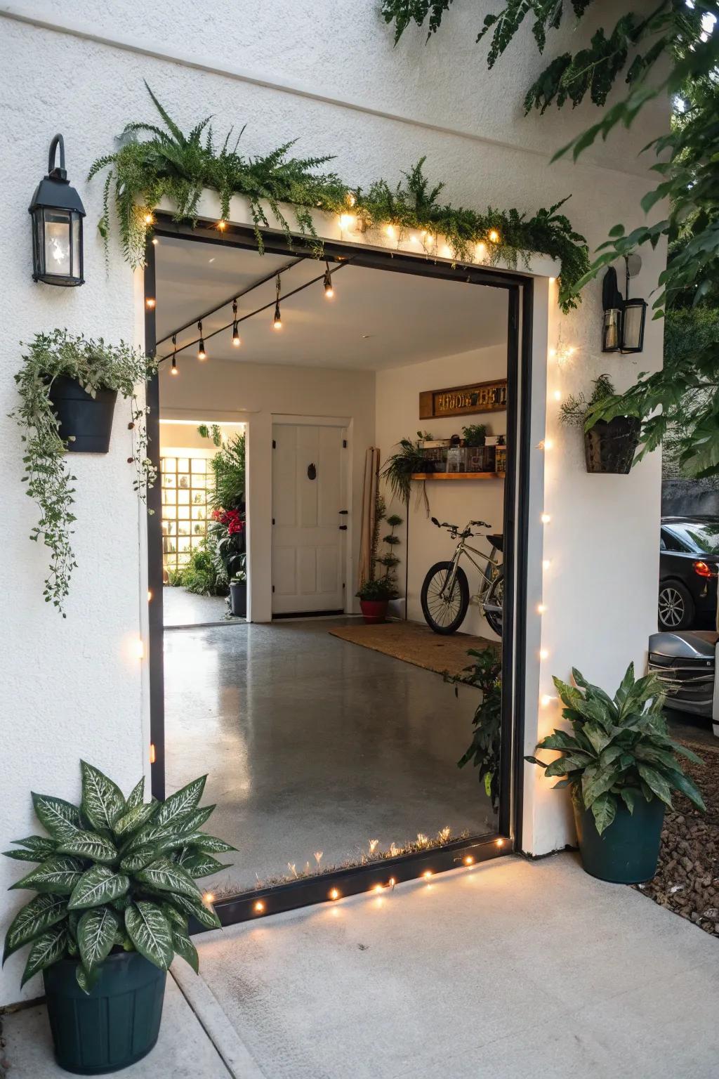 A mirror by the entrance offers convenience and style.