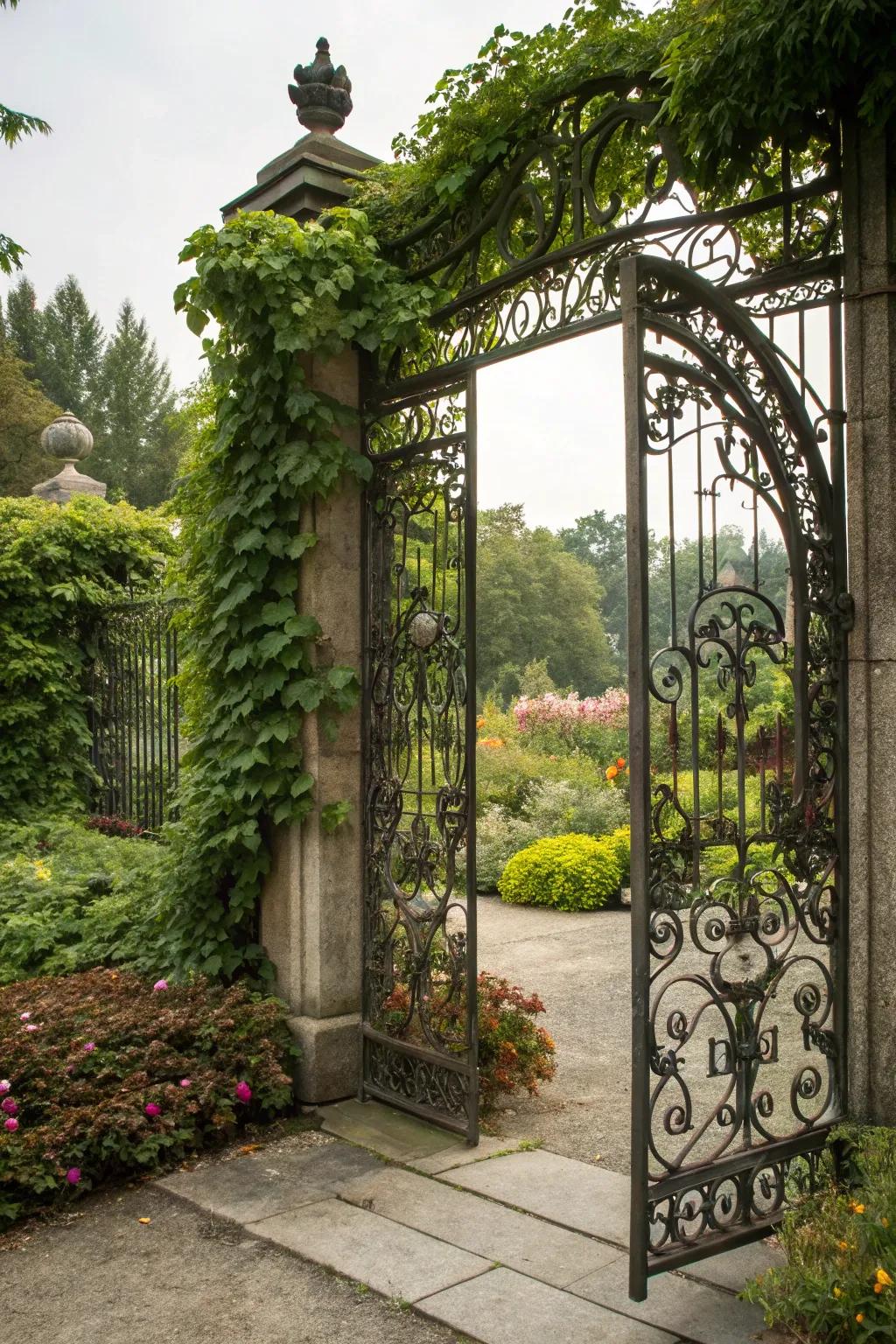A gate merging lasting quality with decorative artistry.