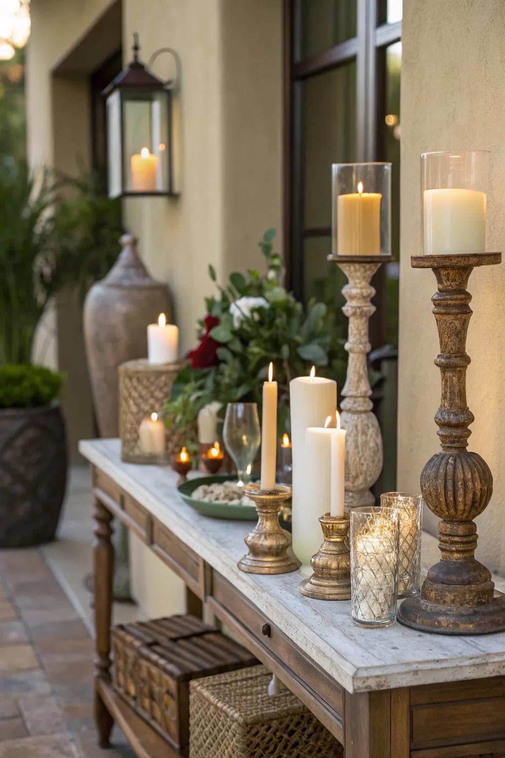 Tapers contribute to a comfortable and hospitable feel in your entryway.