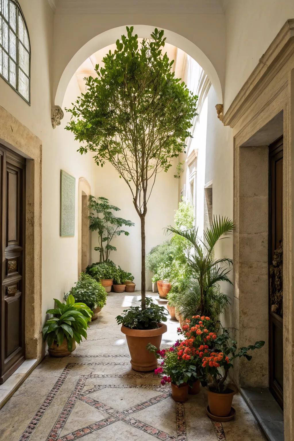 Plants introduce life and vibrancy to your foyer.
