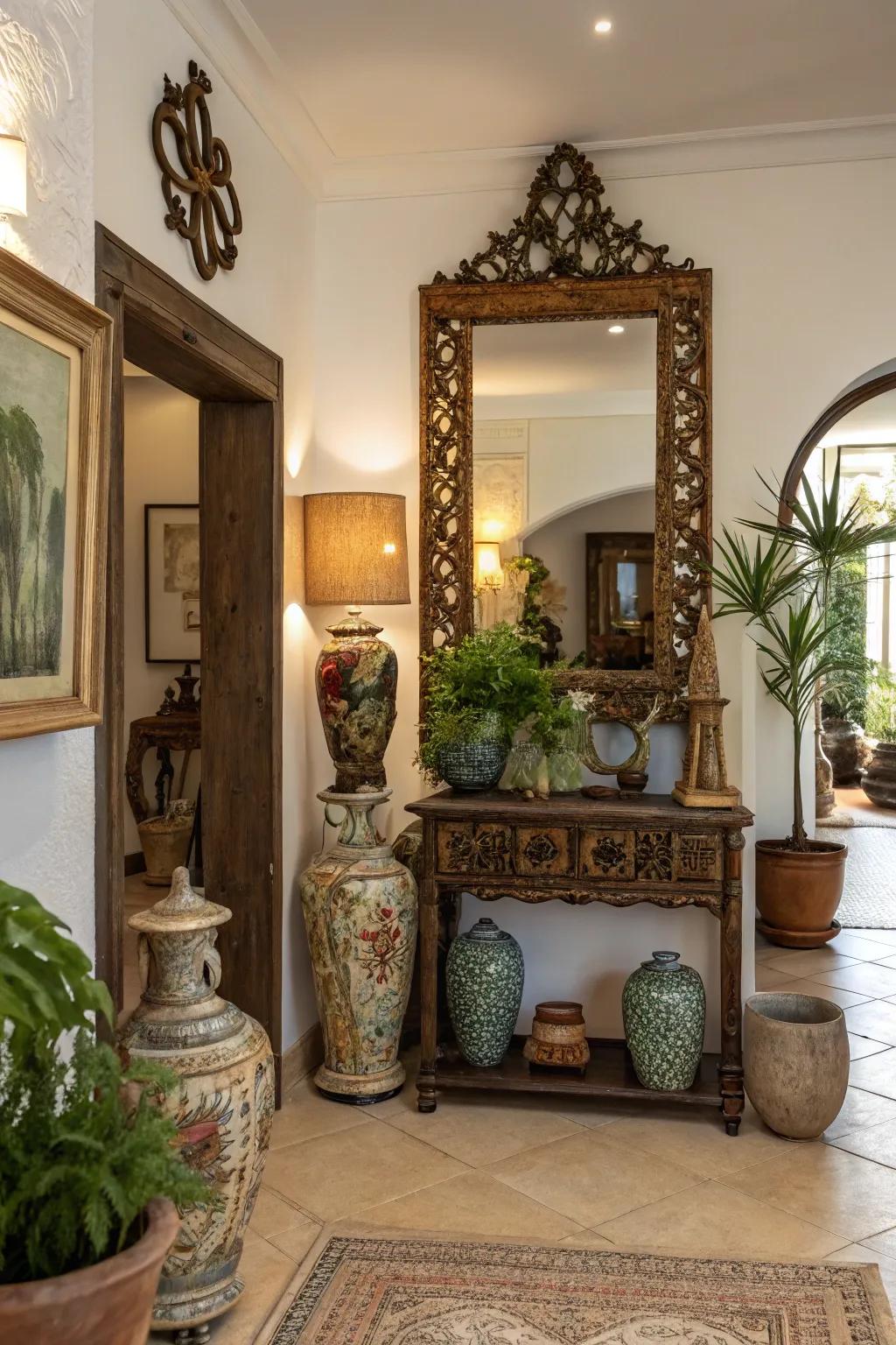 Classic pieces give history and distinctiveness to entryway decoration.