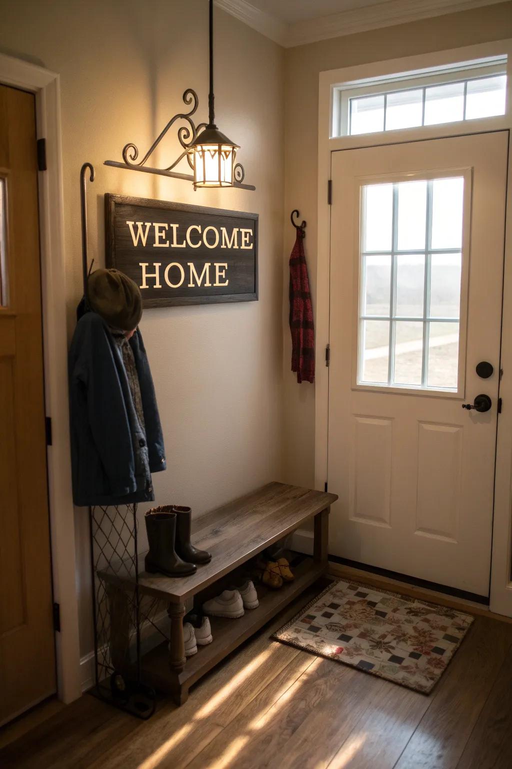 An inviting foyer marker renders returning home a joy.