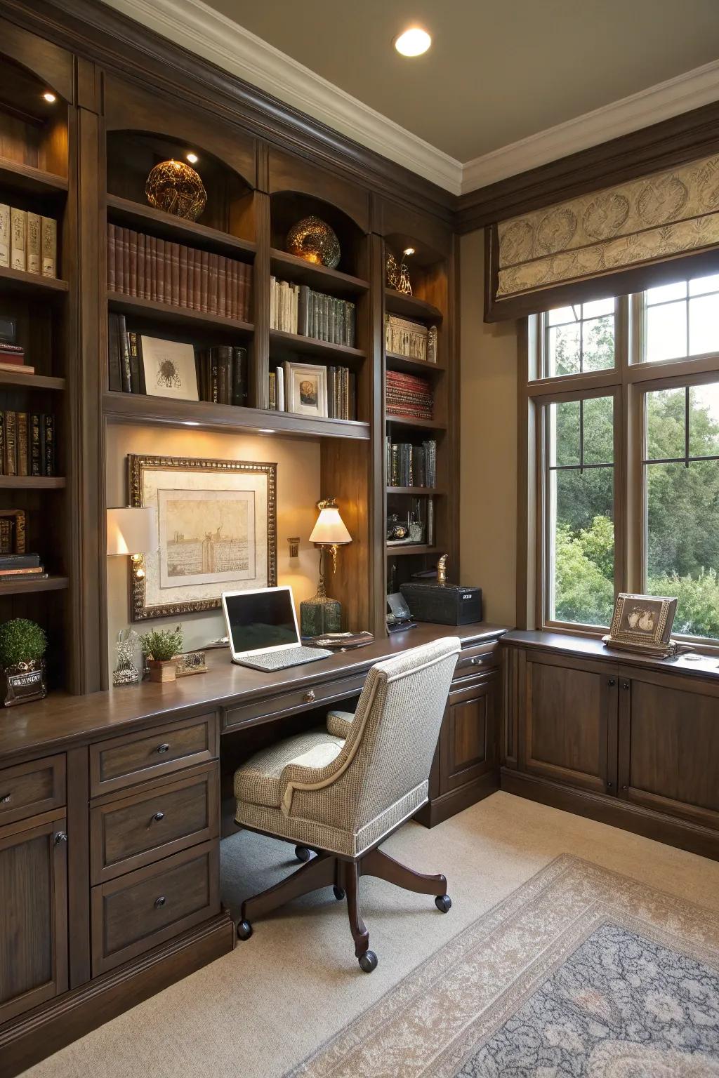 Bespoke installations provide storage while enhancing your office's elegance.