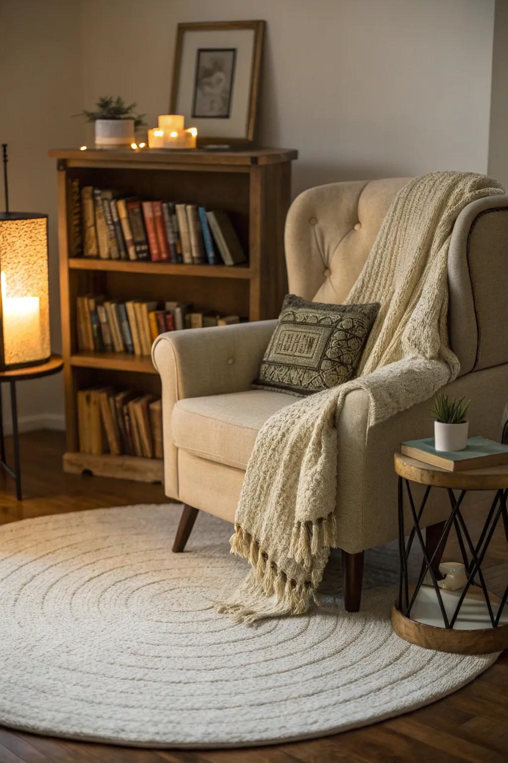 A circular rug brings a cozy element to any corner of your home.