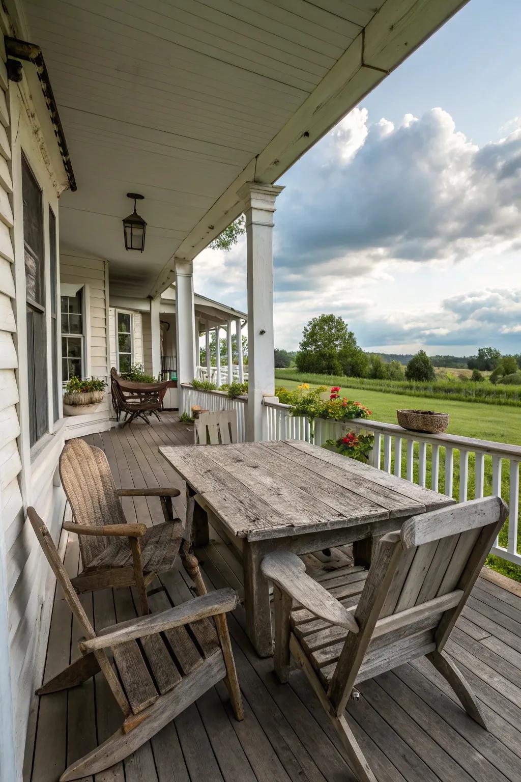 Rustic furniture pieces really emphasize that authentic farmhouse appeal.