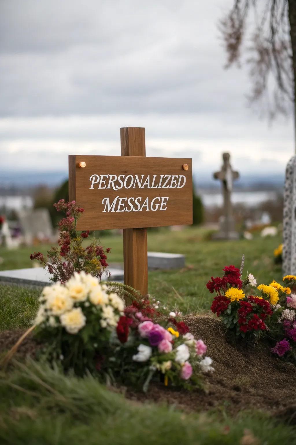 A personalized sign conveying love and remembrance.